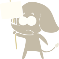 éléphant incertain de dessin animé de style plat couleur avec signe de protestation png