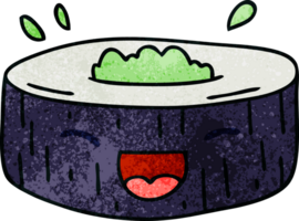 mano disegnato strambo cartone animato contento Sushi png