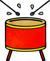 retro grunge texture cartoon of a beating drum png