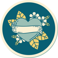 sticker of tattoo in traditional style of a heart and banner png