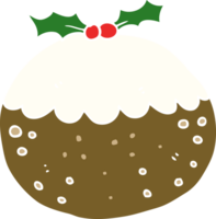 pudding de noël de dessin animé de style couleur plat png