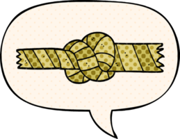 cartoon knotted rope with speech bubble in comic book style png