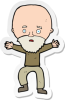 sticker of a cartoon panicking old man png