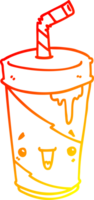 warm gradient line drawing of a cute cartoon soda png