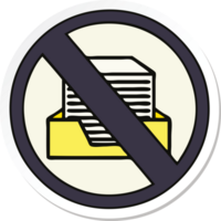 sticker of a cute cartoon paper ban sign png