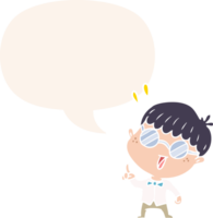 cartoon clever boy with idea with speech bubble in retro style png