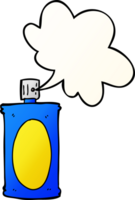 cartoon spray can with speech bubble in smooth gradient style png
