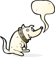 perro feliz de dibujos animados en collar grande con burbujas de discurso png