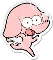 verontruste sticker van een schattige cartoonolifant png