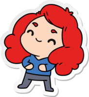 sticker cartoon illustration of a cute kawaii girl png