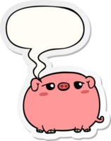 cute cartoon pig with speech bubble sticker png