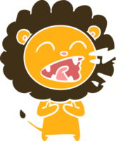 lion rugissant de dessin animé de style plat couleur png