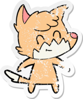 autocollant en détresse d'un renard amical de dessin animé png