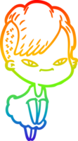 regenboog helling lijn tekening van een schattig tekenfilm meisje met hipster kapsel png