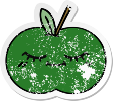 distressed sticker of a cute cartoon juicy apple png