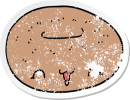 pegatina angustiada de un lindo donut de dibujos animados png