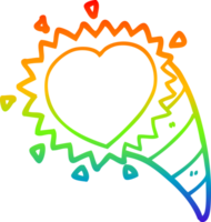 rainbow gradient line drawing of a cartoon love heart symbol png