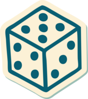 sticker of tattoo in traditional style of a dice png