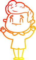 warm gradient line drawing of a happy cartoon man png