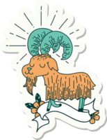 sticker of a tattoo style happy goat png
