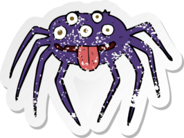 adesivo retrô angustiado de uma aranha bruta de halloween de desenho animado png
