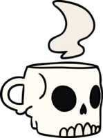 hand drawn cartoon doodle of a skull mug png