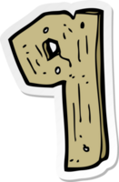 pegatina de un número de madera de dibujos animados png