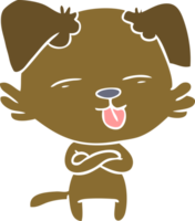 flat color style cartoon dog sticking out tongue png