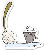 sticker of a cartoon mop and bucket png