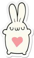 sticker of a cute cartoon rabbit with love heart png