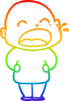 rainbow gradient line drawing of a cartoon shouting bald man png