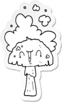 adesivo de um cogumelo de desenho animado com nuvem de rastro png