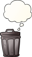 cartoon trash can with thought bubble in smooth gradient style png