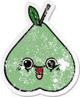 nödställda klistermärke av en söt tecknad grönt päron png