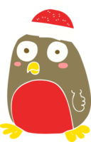 flat color illustration of christmas robin png