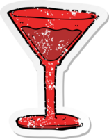 Retro beunruhigter Aufkleber eines Cartoon-Cocktails png