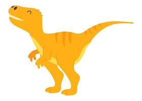 Cute orange dinosaur t-rex in flat design. Funny tyrannosaurus reptile. illustration isolated. vector