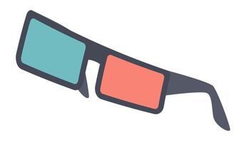 cine 3d lentes en plano diseño. película lente con azul y rojo lente. ilustración aislado. vector