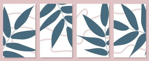 Abstract botanical wall art set. illustration in scandinavian design vector