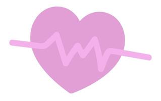 Heart with pulse graph in flat design. Heartbeat rhythm, cardiac monitoring. illustration isolated. vector