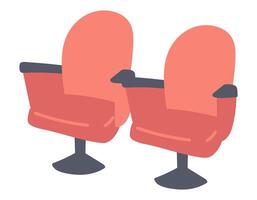 Cinema red chairs in flat design. Empty armchair row in theatre hall. illustration isolated. vector