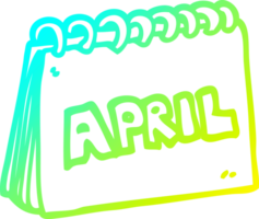 kall lutning linje teckning av en tecknad serie kalender som visar månad av april png