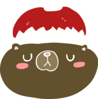 cartoon kerstbeer in effen kleurstijl png