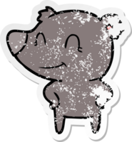 distressed sticker of a friendly bear with hands on hips png