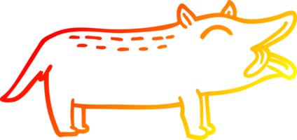 warm gradient line drawing of a cartoon funny dog png