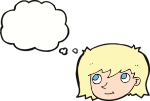 cartoon female face with thought bubble png