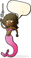 cartoon mermaid and fish hook with speech bubble png