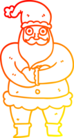 warm gradient line drawing of a cartoon santa png