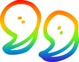 rainbow gradient line drawing of a cartoon quotation marks png