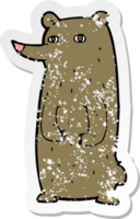 pegatina retro angustiada de un divertido oso de dibujos animados png